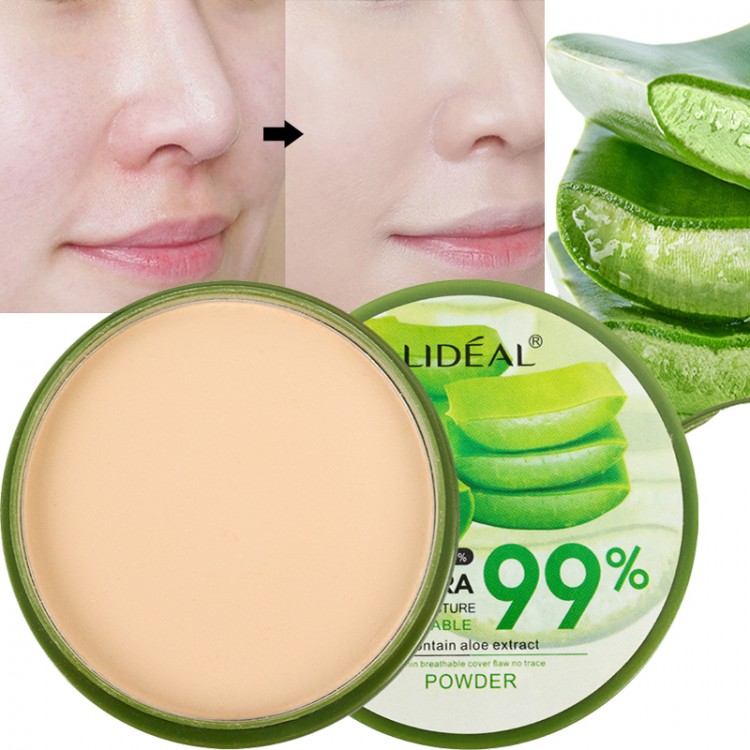 1PC Waterproof 99% Aloe Vera Moisturizing Face Powder Smoothing Pressed Powder Breathable Makeup Concealer Brighten Foundation