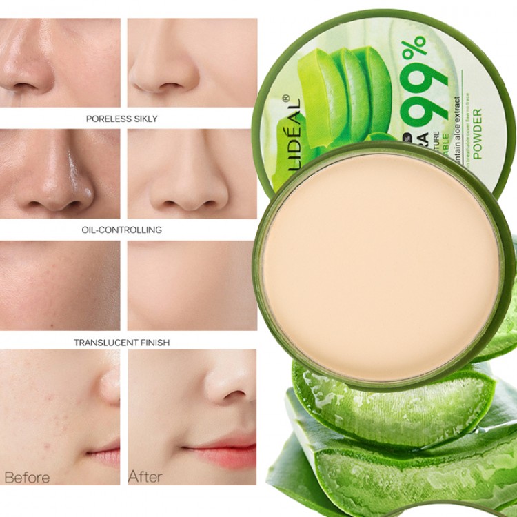 99% Aloe Vera Face Powder Smoothing Pressed Powder Waterproof  Moisturizing  Concealer Brighten Foundation Face Makeup Cosmetic