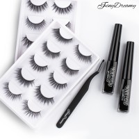 FinyDreamy 10 Pairs Magnetic Eyelashes Repeated Use Waterproof Eyeliner Tweezers Makeup Set 3D Mink Faux Lashes Extension Cils