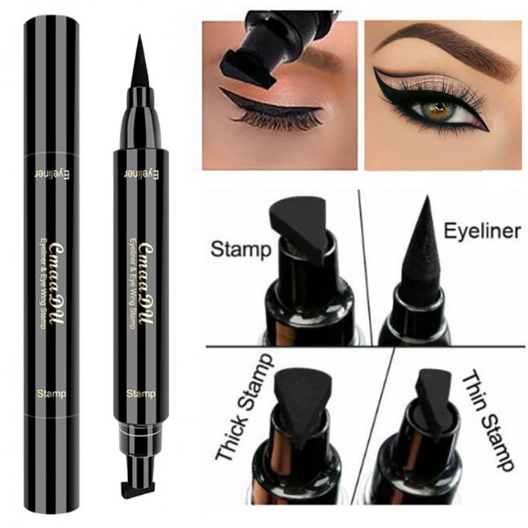 Big Seal Stamp Liquid Eyeliner Pen Waterproof Fast Dry Black Eye Liner Pencil With Eyeliner Cosmetic Double-ended Eyeliner