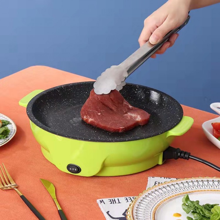 220V Electric Frying Pan Househould Smokeless Barbecue Fried Steak Fish Omelette Frying Pan Non-stick Cooker Kitchen Pot 600W