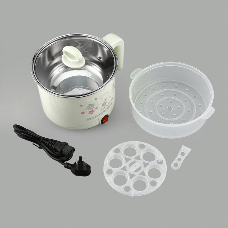 1.8L Electric Cooker with Steamer Hot Pot Multifunction Stainless Steel Noodles Pots Rice Cooker Steamed Eggs Pan Soup AU plug