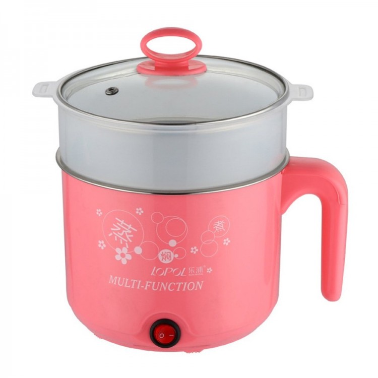 450W 1.8L Multifunction Stainless Steel Electric Cooker with Steamer Hot Pot Noodles Pot Rice Cooker Steamed Egg Pan Multicooker