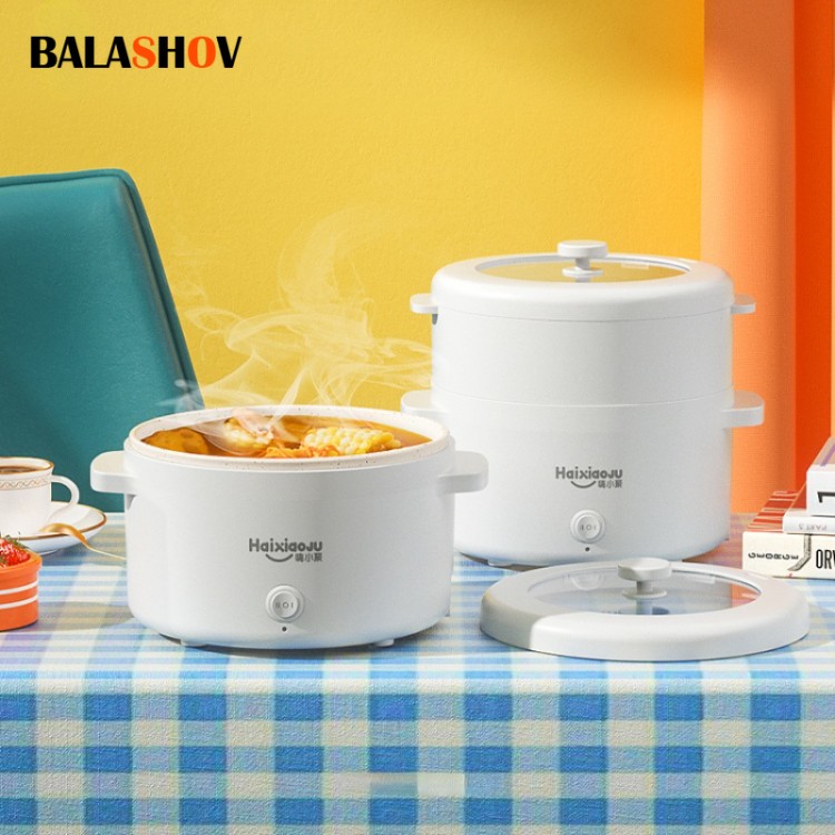 2L Electric Rice Cooker Household 1-2 People Hot Pot Single/Double Layer Multifunction Electric Cooking Machine Non-stick Pan