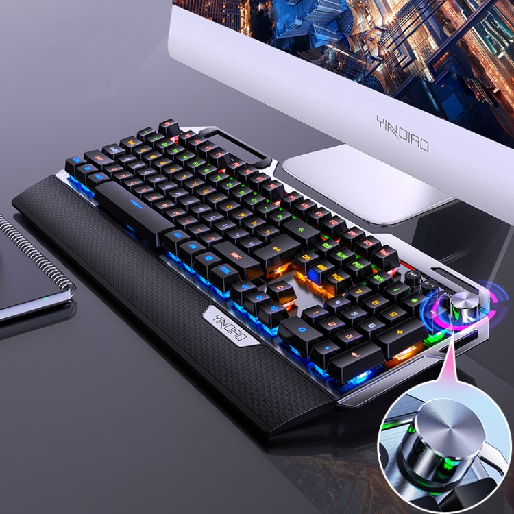K100 metal mechanical green axis keyboard light-emitting game USB cable with keyboard tray for computer notebook accessories