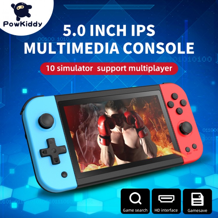 Powkiddy X51 5.0-inch IPS 800*480 Screen Retro Handheld Game Console Supports HD Output Multiplayer Children&#39;s Gifts.