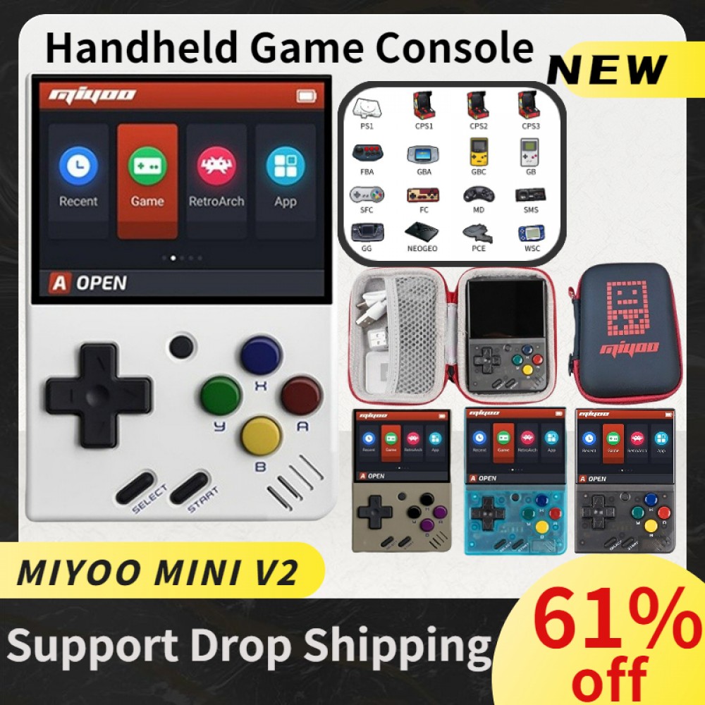 MIYOO MINI V2 Portable Retro Handheld Game Console For Linux System 2.8 inch IPS HD Screen Arcade Video Games Consoles Gifts