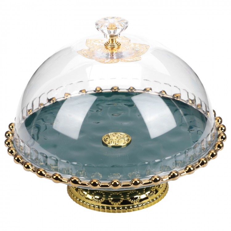 1 Set of Ceramic Cake Stand with Dome Home Dessert Dish Ceramic Tray with Transparent Lid