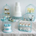 SWEETGO Blue Cake Stands Cupcake Trays Birdcage Baby Boy Birthday Tools Home Decoration Candy Bar Dessert Table Party Supplier