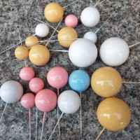 10pcs/Pack 2cm Ball Cake Topper Creative Cupcake Insert Card Flags For Baby Shower Birthday Party Cake Decoration