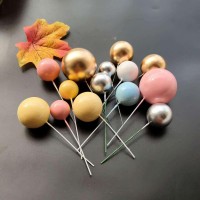 10pcs/Pack 2cm Ball Cake Topper Creative Cupcake Insert Card Flags For Baby Shower Birthday Party Cake Decoration
