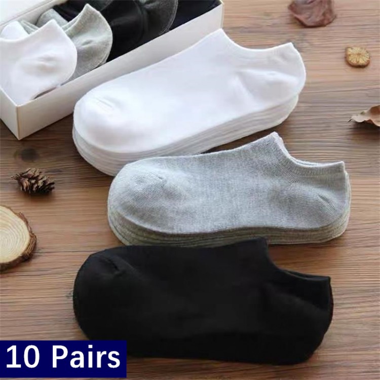 10pairs/lot Men&#39;s Socks Cotton Large Size 38-44 High Quality Fabric Invisible Socks Casual Breathable Shallow Mouth Boat Socks