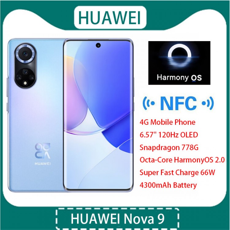 New Arrival Huawei Nova 9 Mobile Phone 6.57&quot; 120Hz OLED Snapdragon 778G Octa-Core HarmonyOS 2.0 Super Fast Charge 66W Smartphone