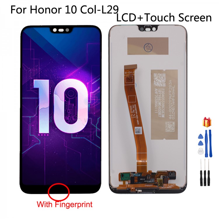 Original For Huawei Honor 10 Col-L29 LCD Display Touch Screen With Fingerprint For Honor 10 COL-AL10 Display Screen Phone Parts