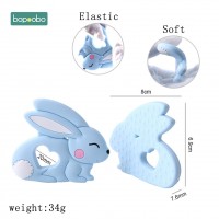 Bopoobo 1PCS Baby Teether Silicone Rabbit Food Grade Bunny Teether Nursing Teething Necklace Accessories Silicone Animal Teether