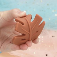 Cartoon Leaf Baby Silicone Teether BPA Free Cute Leaf Food Grade Silicone Pendant Teething Rattle for Baby Accessories Toys