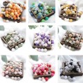 Let&#39;s Make 10pc Wooden Beads 20mm Crochet Beads Wooden Teether Baby Toys Handmade Wood Crafts Teething Rattle Beads Baby Teether