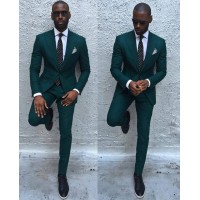 Gwenhwyfar Dark Green Slim Men Suits 2017 Handsome Wedding Groomsmen Groom Tuxedos Party Prom Business 2 Piece(Jacket+Pants+Tie)