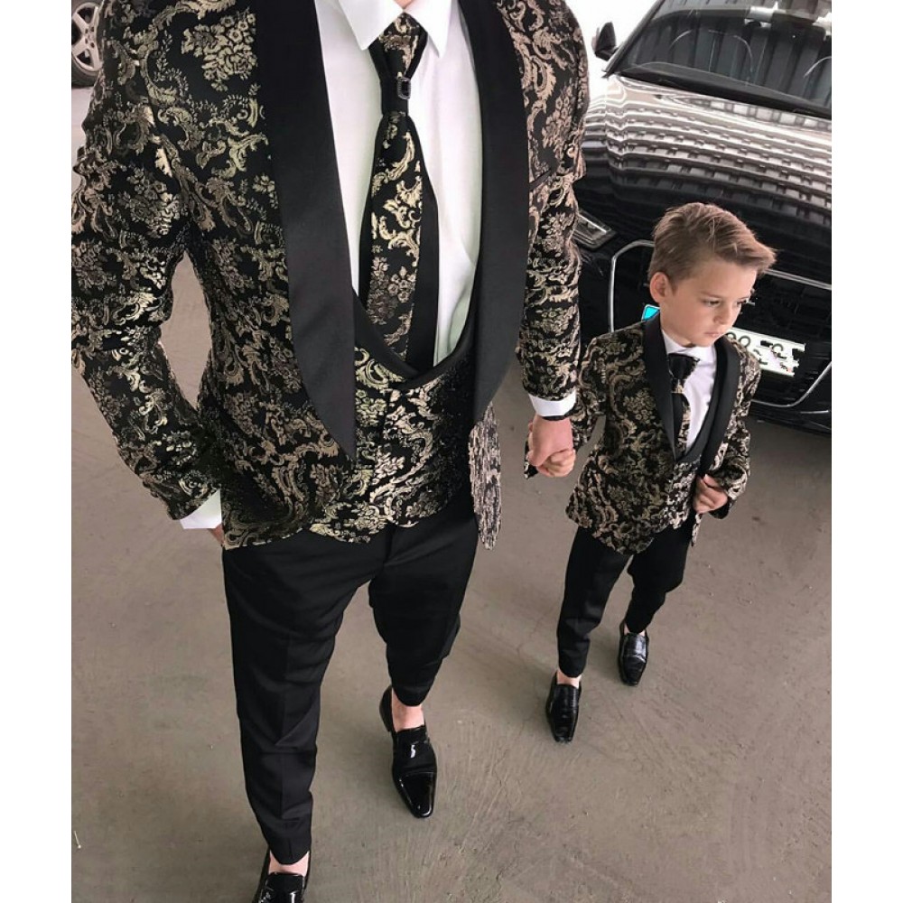 2019 Men Suits Two Pieces Beach Groomsmen Wedding Tuxedos For Men Peaked Lapel Formal Prom Suit (Jacket+Pants) Little Boys Forma