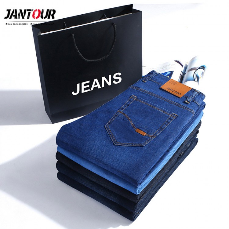 Jantour Brand Spring Autumn Jeans Men Denim  Jeans Slim Fit Tall Male Cotton Pants Fashion Blue Jean Man Plus Large Size 40