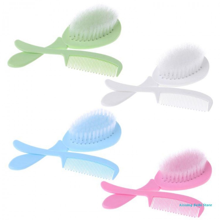 1 Set Baby Comb Brush Nursing Supplies Bathing Washing Hair Soft Bristle Round Tip Safe Head Massage