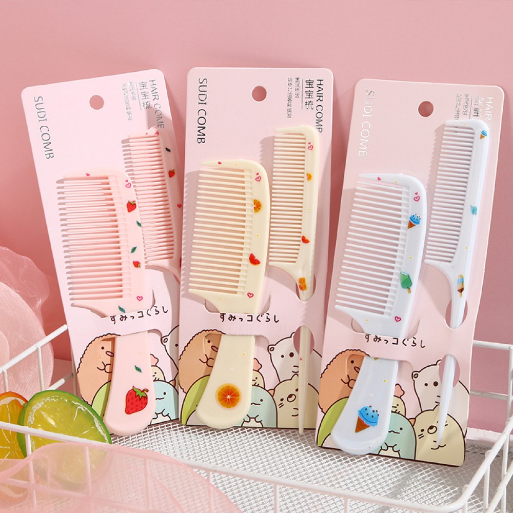 2pcs/set Kids Hairdressing Anti-static Pointed Comb for Girls Fruit Color Hair Comb Kids Comb Hair Brush Baby Girl Hair Brush