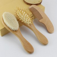 Baby Bathing Comb Baby Care Hair Brush Beech Soft Wool Wood Comb Newborn Massager Baby Shower and Registry Gift