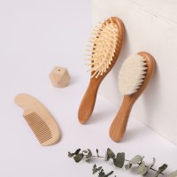 Custom Baby Hair Comb Brush Set Natural Wooden Comb Soft Wool Newborn Baby Bath Care Brush Personalized Massager Gift For Kids