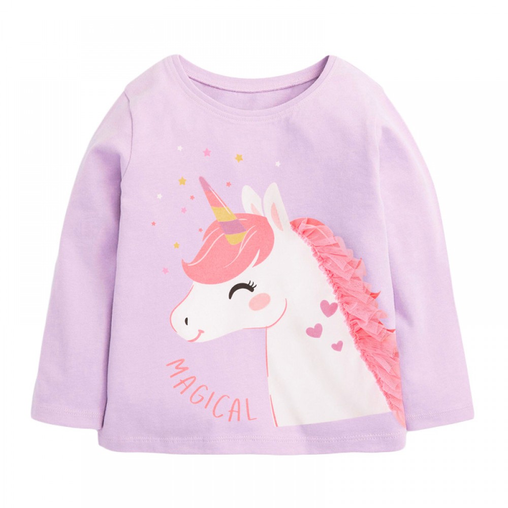2-7 Years Children Kids Tops New Spring Baby Girls Long Sleeves Unicorn T Shirt Autumn Cotton Children Shirts Clothes