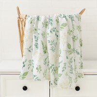 Baby Blankets Newborn Wrap Eucalyptus Leave Printed Organic Bamboo Cotton Muslin Swaddle Bedding Cover Baby Born