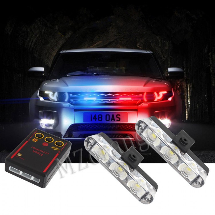 2 pcs 3 Leds Car LED Police Lights Fso Flasher Auto Strobe Warning Light Ambulance 12V Stroboscopes Truck Lamp Flashing Light