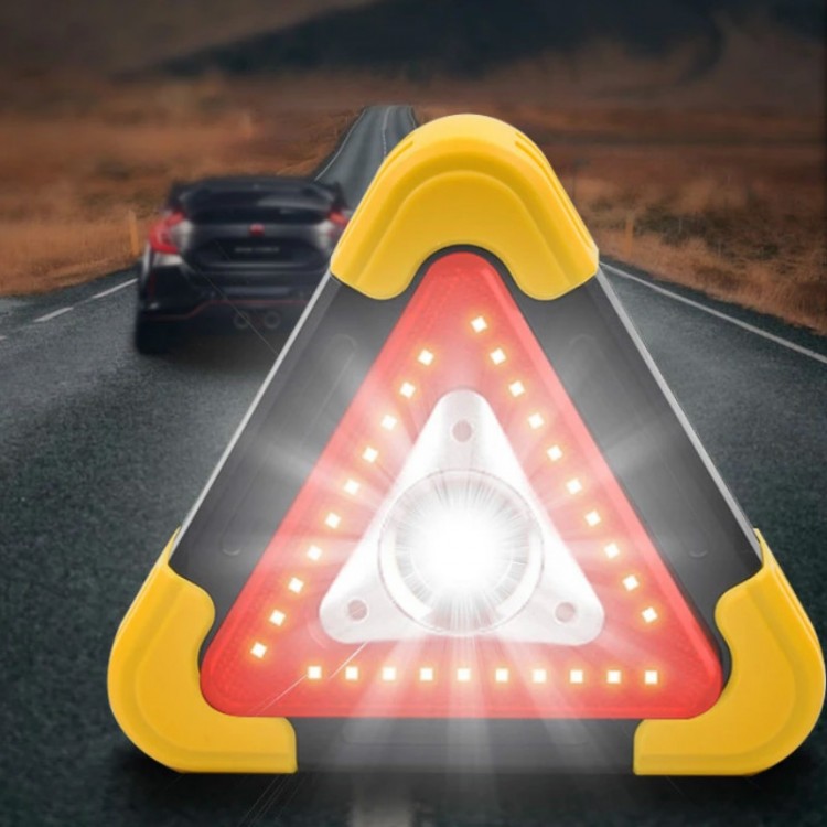 Car Portable Triangle Warning Light LED Battery Powered Emergency Traffic Light Barricade Safety Sign Reflective Emergency Light
