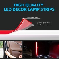 12V Auto Decorative Ambient Lights Car Interior Door Welcome Light LED Safety Warning Strobe Signal Lamp Strip 120cm Waterproof