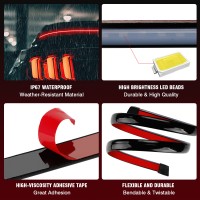 49 Inches Black Rear Spoiler Lip Light Strip Car Third Brake Light Driving Turn Signal Warning Stop Lamp Carbon Fiber LED Strip