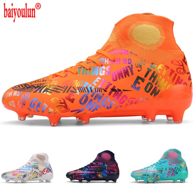 2021 Unisex New Arrive Top Quality Fg Soccer Shoes Comfortable Football Boots High Ankle Outdoor Sport Training Cleats mash up