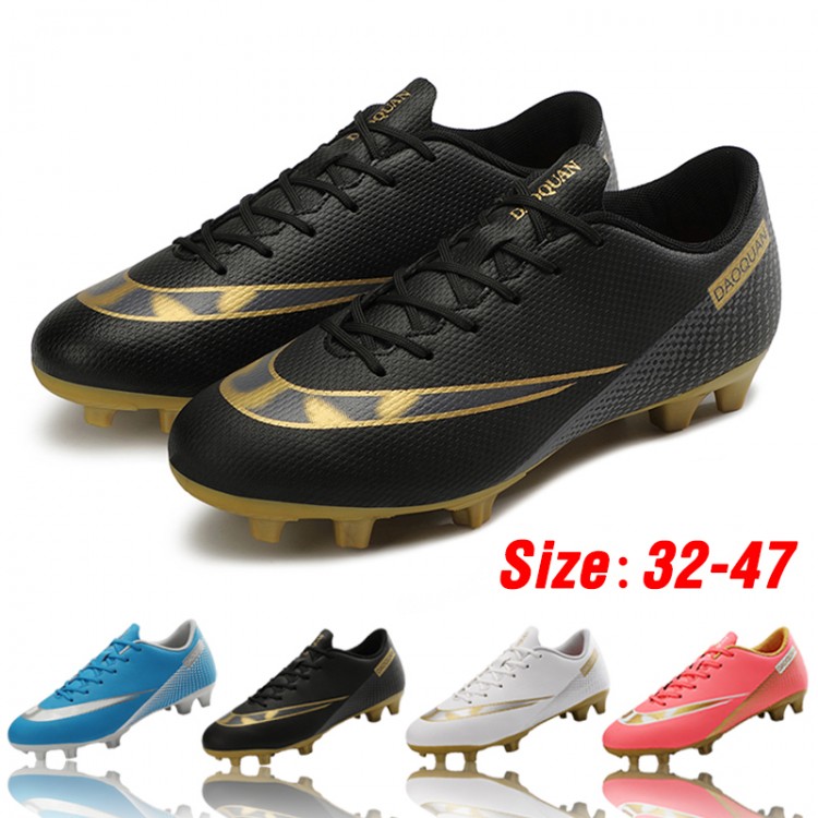 Men Soccer Shoes Long Spikes Adult Kids Training Football Boots TF Students Cleats Grass Sport Footwear Sneakers Plus Size 32-47