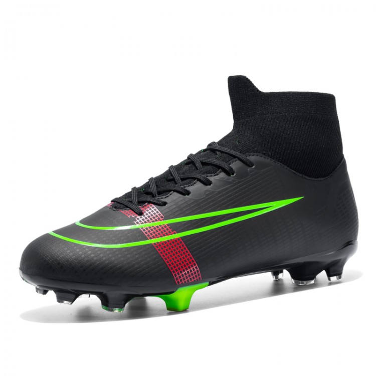 Men Football Boots Teenagers Outdoor Sport High-top Soccer Shoes High-quality Upper Black White Blue Red Size 35-45
