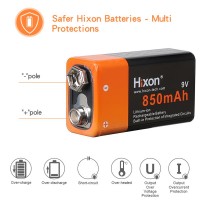 9V 6F22 850mAh For Smoke Detector Multimeter Alarm System Protected Rechargeable Li-ion Battery Made By Hixon With High Quality