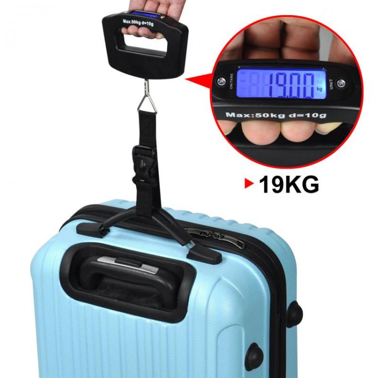 50kg Portable Electronic Luggage Scale LCD Display Travel Digital Luggage Scales Hanging Backlight Balance Weighing