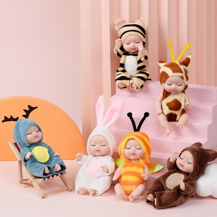 1pcs New Fashion 12cm Simulation Rebirth Dolls Toy Mini Cute Sleeping Baby Series Doll Cartoon Animal Toy for Kids Birthday Gift