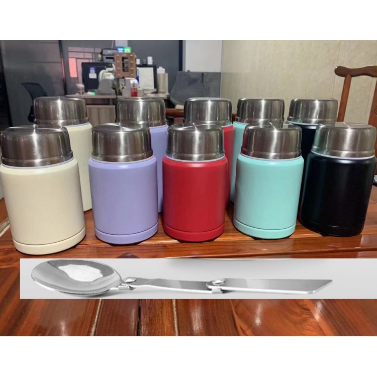Custom Name Stainless steel Hot Food Thermos Bottle Mini Thermal Vase Lunch Box Food Container Spoon Cup Soup Insulated Flasks