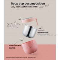 600ml Thermos Lunch Box Portable Stainless Steel Food Soup Containers Vacuum Flasks Thermocup Container Box Kitchen Accessories
