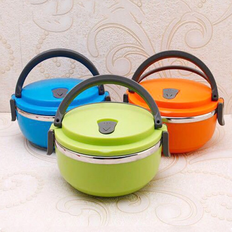 Stainless Steel Student Lunch Box Durable Thermos Vacuum Hot Food Flask Cup Round Food Soup Storage Container Portable Tableware