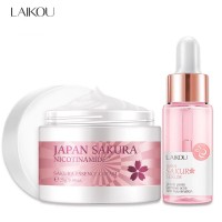 LAIKOU Sakura Serum And Collagen Face Cream Cherry Blossom Essence Moisturizing Whitening Shrink Pores Anti-Aging Face Care Set