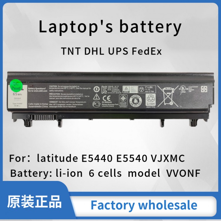 Original 11.1V 65Wh 6Cell 4400mAh VVONF Laptop Battery For Dell Latitude E5540 E5440  Notebook