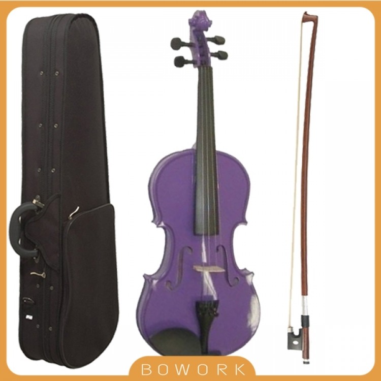 1/2 Size Acoustic Violin Purple Violin Student Fiddle +Bow +Bridge+ Strap Carry Case For Beginner Students Kids Christmas Violin