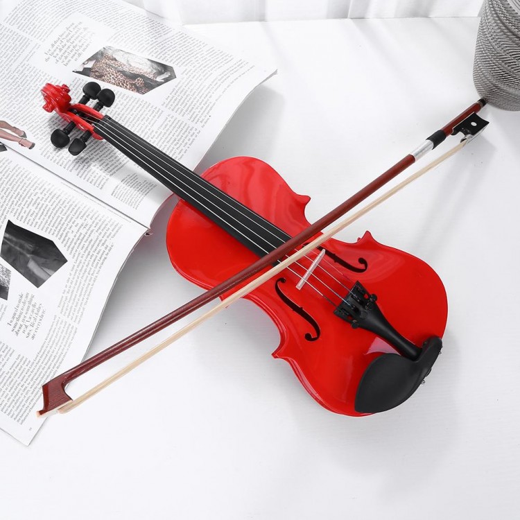 Practical Home Acoustic Violin Kits Fiddle Exerciser Basswood Body Back Side Plate Maple Head 1/8 Splint with Case Bow