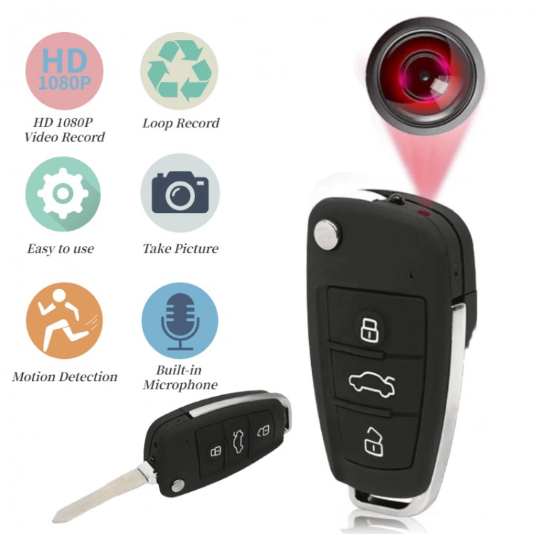 1080P Full HD Mini Camera Portable Car Key Camera Car Keychain Cam Night Vision Outdoor Sports Camera Small Secret Car Key Cam