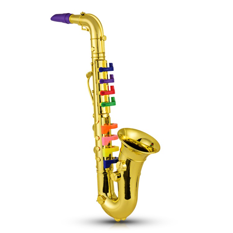 Saxophone Kids Musical Wind Instruments ABS Gold Saxophone with 8 Colored Keys