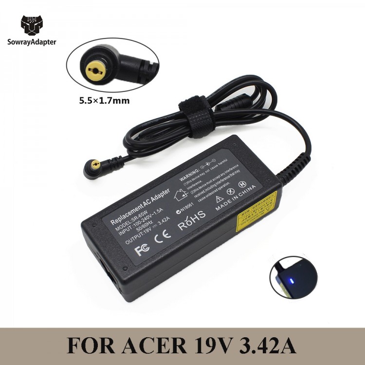 19V 3.42A 65W 5.5x1.7mm AC Adapter Charger for Acer Aspire 5315 5630 5735 5920 5535 5738 6920 7520 notebook Laptop power supply